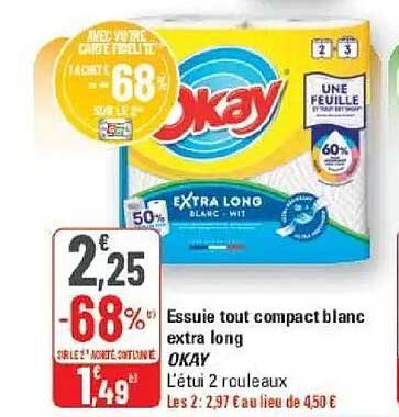 Essuie tout compact blanc extra long OKAY