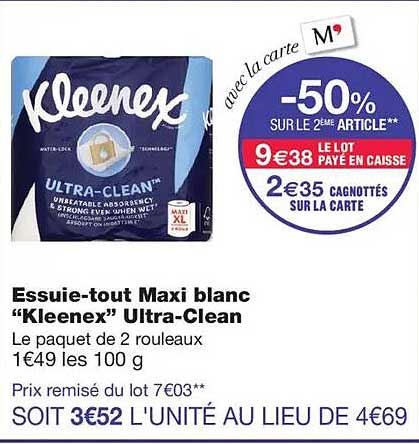 Essuie-tout Maxi blanc “Kleenex” Ultra-Clean