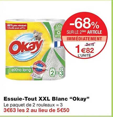 Essuie-Tout XXL Blanc “Okay”