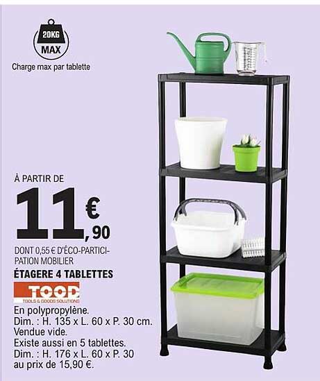 ÉTAGÈRE 4 TABLETTES