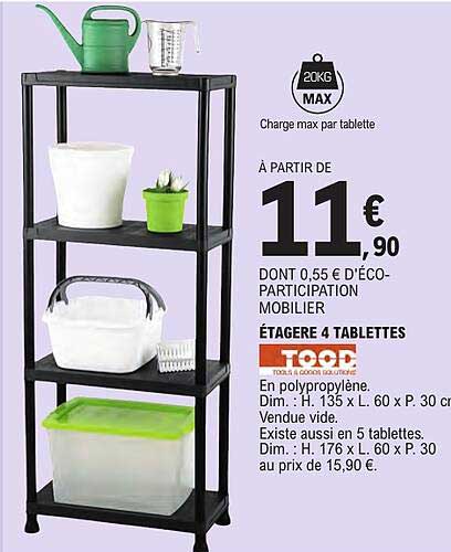 ÉTAGÈRE 4 TABLETTES