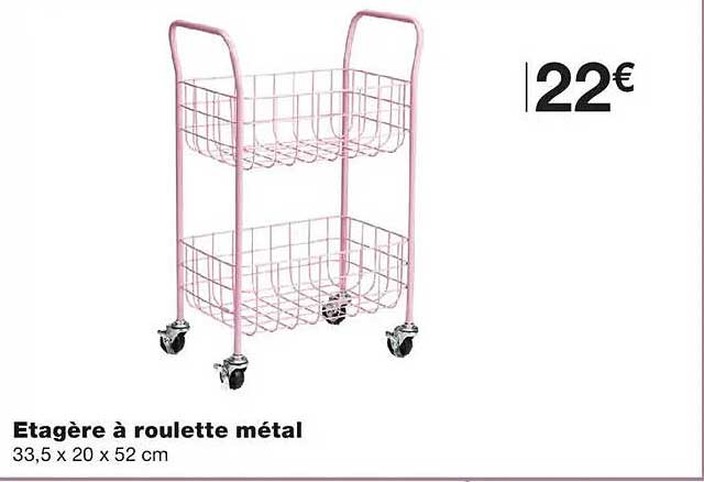 Etagère à roulette métal