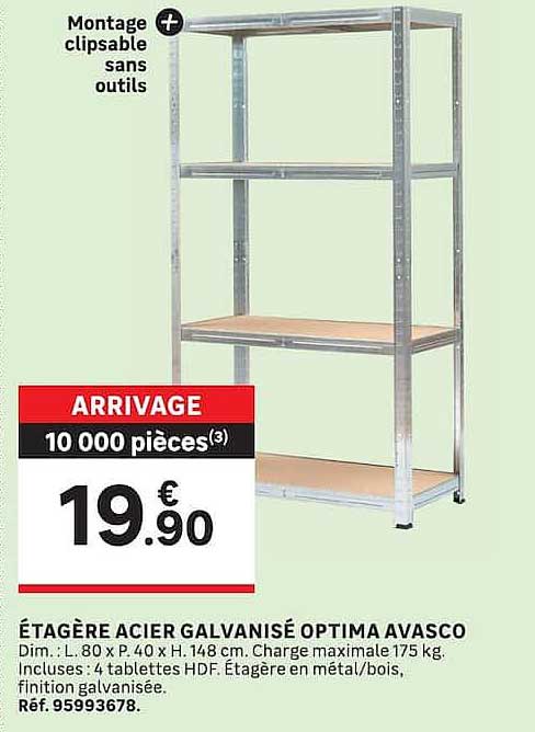 ÉTAGÈRE ACIER GALVANISÉ OPTIMA AVASCO