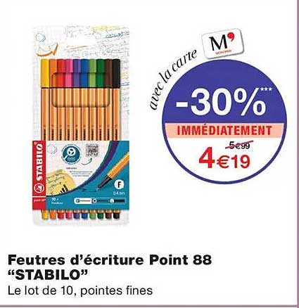 Feutres d'écriture Point 88 “STABILO”