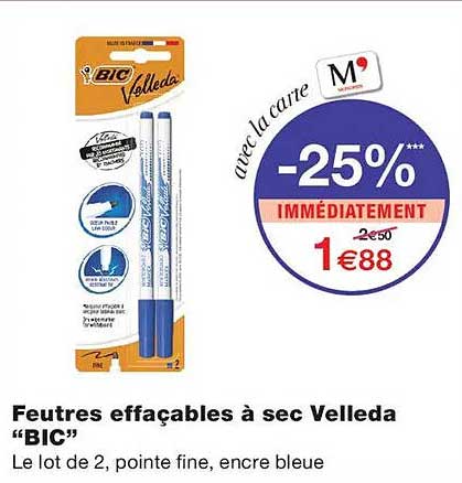 Feutres effaçables à sec Velleda “BIC”