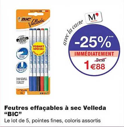 Feutres effaçables à sec Velleda "BIC"