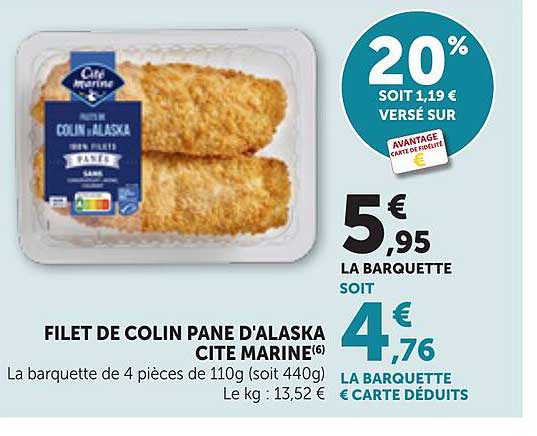 FILET DE COLIN PANÉ D'ALASKA CITE MARINE