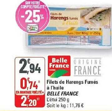 Filets de Harengs Fumés à l'huile BELLE FRANCE