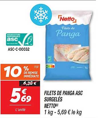 FILETS DE PANGA ASC SURGELÉS NETTO®