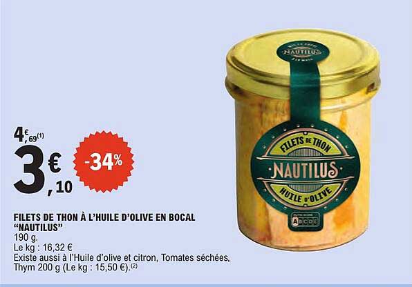 FILETS DE THON À L’HUILE D’OLIVE EN BOCAL “NAUTILUS”