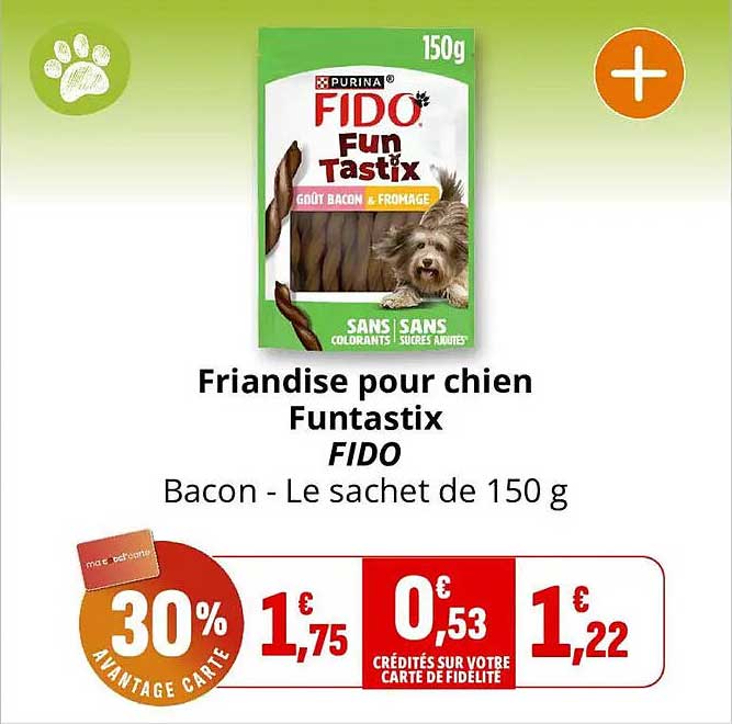 Friandise pour chien Funtastix FIDO Bacon - Le sachet de 150 g