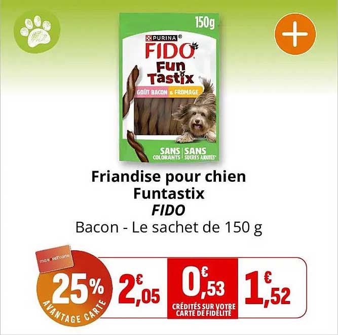 Friandise pour chien Funtastix FIDO Bacon - Le sachet de 150 g