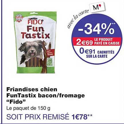 Friandises chien FunTastix bacon/fromage “Fido”
