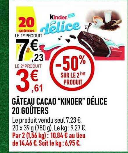 GÂTEAU CACAO “KINDER” DÉLICE 20 GOÛTERS