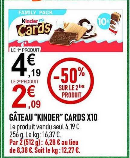 GÂTEAU “KINDER” CARDS X10
