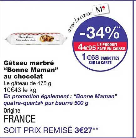 Gâteau marbré “Bonne Maman” au chocolat