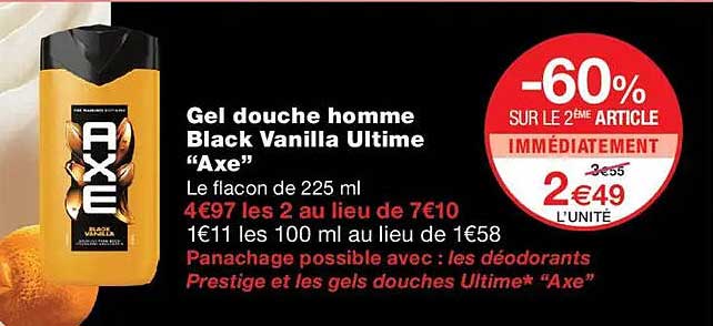 Gel douche homme Black Vanilla Ultime “Axe”
