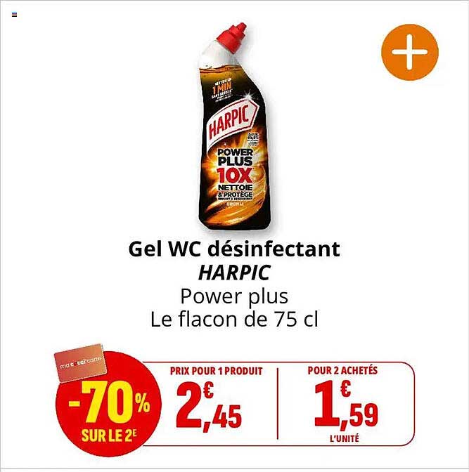 Gel WC désinfectant HARPIC Power plus Le flacon de 75 cl