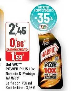 Gel WC** POWER PLUS 10x Nettoie & Protège HARPIC