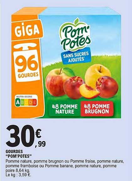 Giga 96 Gourdes Pompotes Sans sucres ajoutés