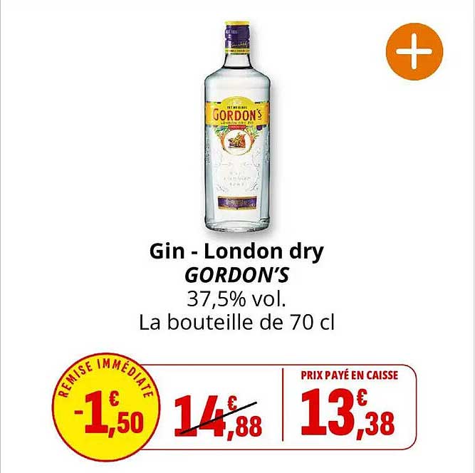 Gin - London dry GORDON'S 37,5% vol. La bouteille de 70 cl