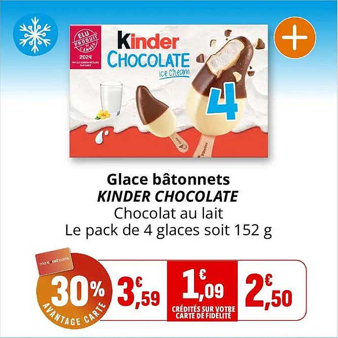 Glace bâtonnets KINDER CHOCOLATE