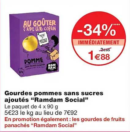 Gourdes pommes sans sucres ajoutés “Ramdam Social”
