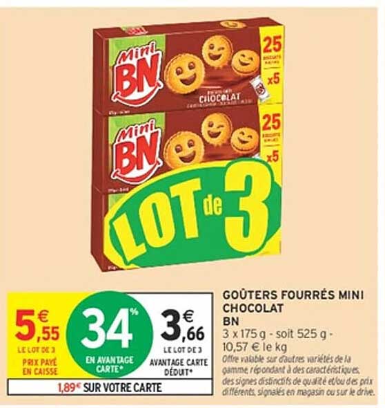 GOÛTERS FOURRÉS MINI CHOCOLAT BN
