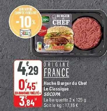 Haché Burger du Chef Le Classique SOCOPA