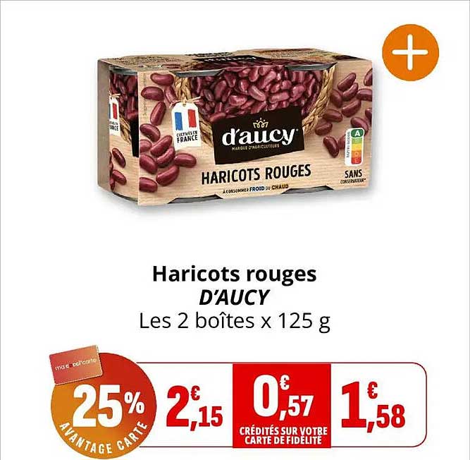Haricots rouges D’AUCY Les 2 boîtes x 125 g