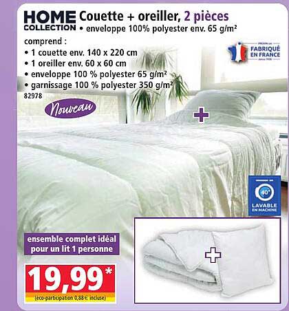 HOME Couette + oreiller, 2 pièces