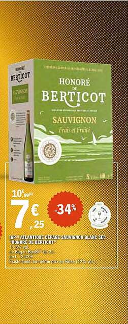 HONORÉ DE BERTICOT SAUVIGNON Frais et fruité