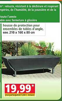 housse de protection pour ensembles de tables d’angle, env. 210 x 160 x 80 cm