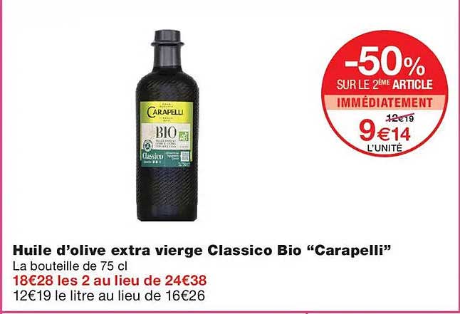 Huile d’olive extra vierge Classico Bio “Carapelli”