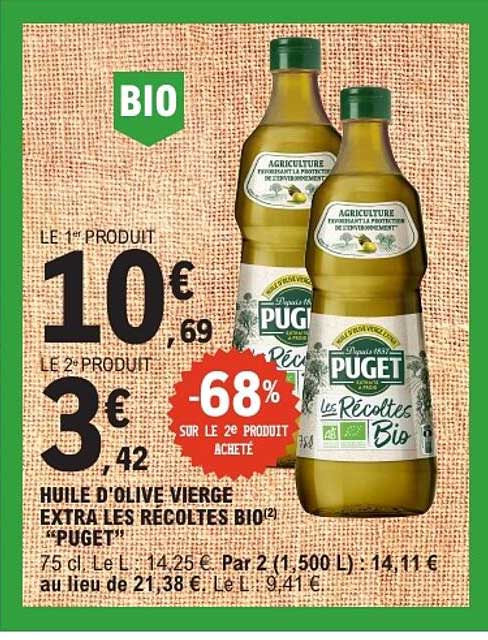 HUILE D'OLIVE VIERGE EXTRA LES RECOLTES BIO "PUGET"