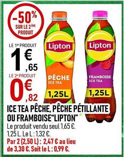 ICE TEA PÊCHE, PÊCHE PÉTILLANTE OU FRAMBOISE "LIPTON"