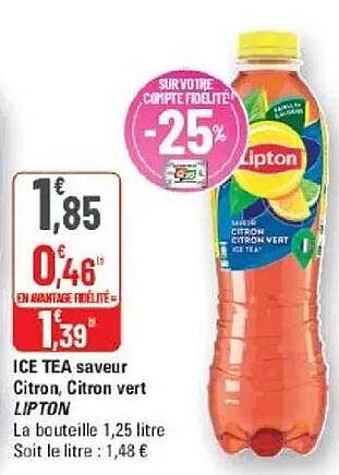 ICE TEA saveur Citron, Citron vert LIPTON
