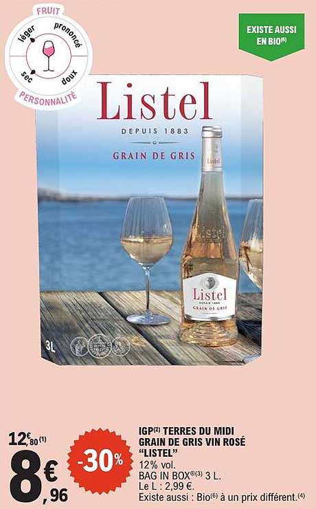 IGP² TERRES DU MIDI GRAIN DE GRIS VIN ROSÉ “LISTEL”