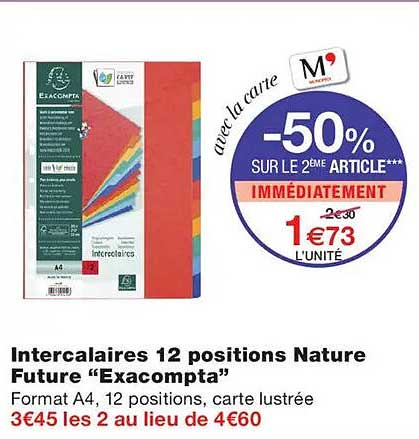 Intercalaires 12 positions Nature Future “Exacompta”
