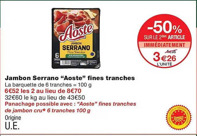 Jambon Serrano “Aoste” fines tranches