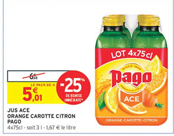 JUS ACE ORANGE CAROTTE CITRON PAGO