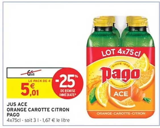 JUS ACE ORANGE CAROTTE CITRON PAGO