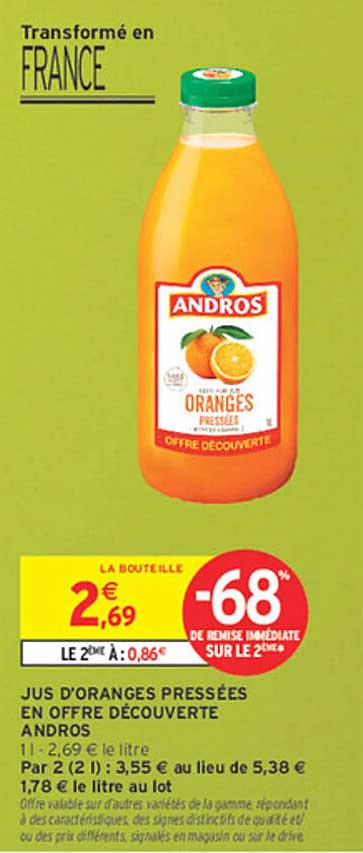 JUS D'ORANGES PRESSÉES EN OFFRE DÉCOUVERTE ANDROS
