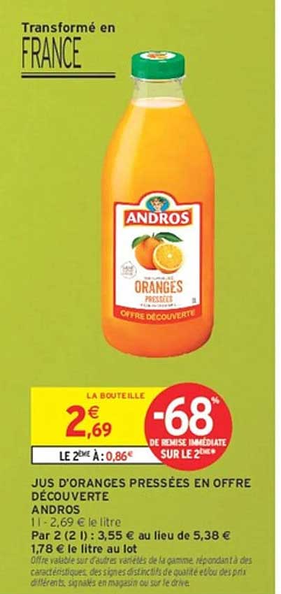 JUS D’ORANGES PRESSÉES EN OFFRE DÉCOUVERTE ANDROS