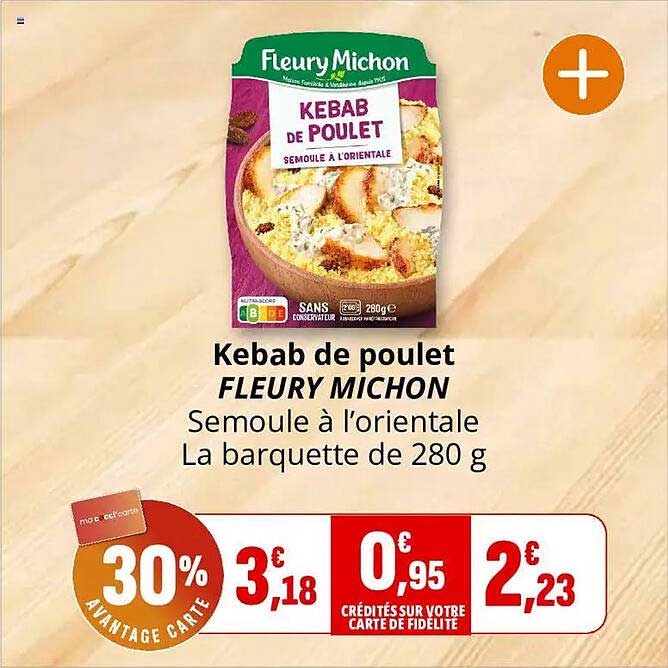 Kebab de poulet FLEURY MICHON Semoule à l'orientale La barquette de 280 g