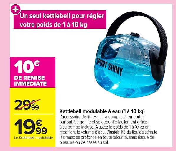 Kettlebell modulable à eau (1 à 10 kg)