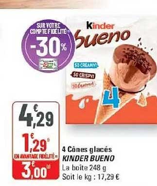 KINDER BUENO 4 Cônes glacés