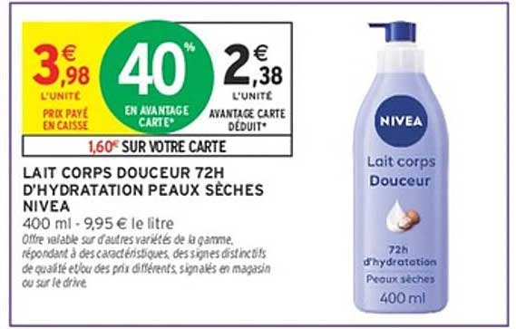 LAIT CORPS DOUCEUR 72H D'HYDRATATION PEAUX SÈCHES NIVEA