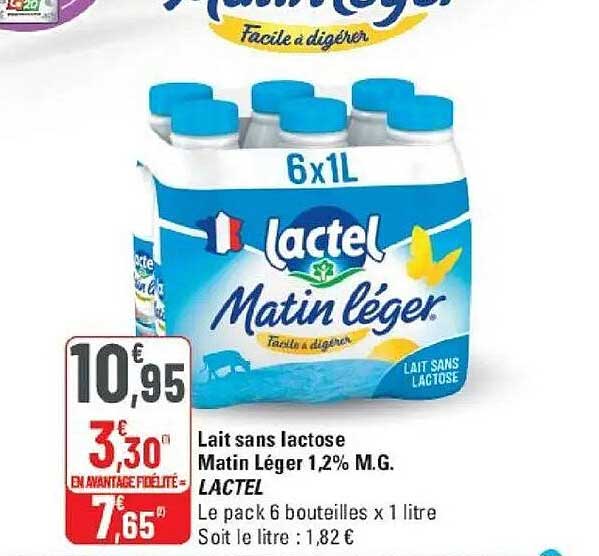 Lait sans lactose Matin Léger 1,2% M.G. LACTEL