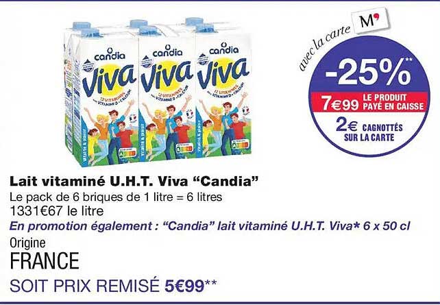 Lait vitaminé U.H.T. Viva “Candia”